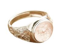 Chiorgone Light Luxury Gold Plated Lotus Prosperity Ring, Alloy Enamel Lucky Charm with Auspicious Clouds and Lotus Motif Rings, Feng Shui Jewelry for Women.