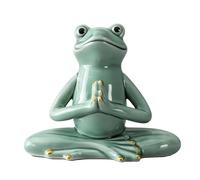 Chiorgone Meditating Yoga Frog Statue - Ceramic Zen Home Decor Lucky Feng Shui Blessing Figurine