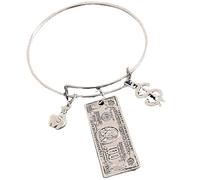 Chiorgone Money Charm Bracelet - Casino Luck Bangle with Dollar Style Money Bag Charms - Silver Tone Wealth Luck Casino Good Fortune Jewelry Gift.