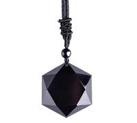 Chiorgone Natural Black Obsidian Star of David Necklace - Unisex Hexagram Amulet for Protection, Balance & Spiritual Energy