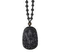 Chiorgone Obsidian Akasagarbha Guardian Buddha Amulet - Feng Shui Necklace for Ox and Tiger Zodiac Signs, Symbolizing Wisdom Wealth, Great Gift for Prosperity and Achievement.