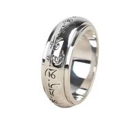 Chiorgone Pure Silver Hidden Six-Character Ring - Tibetan Mantra Fidget Ring for Anxiety Relief, Unisex Buddhist Jewelry, Meditation Gift for Men/Women.