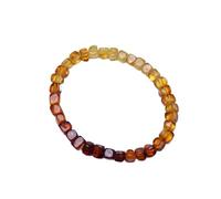 Chiorgone Rainbow Amber Square Bead Bracelet - Natural Honey Wax Feng Shui Healing Gemstone for Luck & Protection
