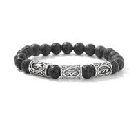 Chiorgone Viking Rune Lava Stone Bracelet - Norse Amulet for Wealth, Growth, Peace & Protection - Unisex Spiritual Jewelry