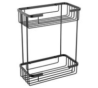 Chios Colore Rectangular 2 Tier Wall Mounted Wire Basket | Matt Black | Stainless Steel | 250mm x 320mm x 130mm