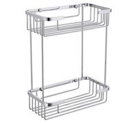 Chios Rectangular 2 Tier Wall Mounted Wire Basket | Chrome | Stainless Steel | 250mm x 320mm x 130mm