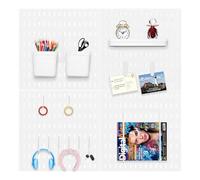 Chiosonye Pegboard Combination Kit,4pcs Pegboards and Accessories Modular Hanging for Wall Organizer, Crafts Organization, Ornaments Display, Nursery Storage, Peg Board (White, 23″×23″)