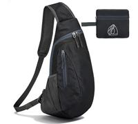 ChioSun Sling Bag Chest Bag, Lightweight Chest Shoulder Cross Body Bag for Men Women, Waterproof Small Crossbody Backpack for Travel Hiking Cycling Camping Outdoor Sports Casual Daypack (Black)