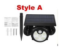(Chip 1208A) LED Solar Wall Light Three-Head Rotatable Outdoor Waterproof Garden Light with Human Body Induction 2400MAH IP65