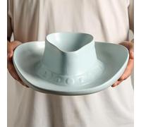 Chip and Dip Serving Set Bowl Cowboy Hat Chips and Salsa Serving Dish Light Blue