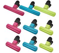 Chip Bag Clips 9pcs Air Tight, Heavy Duty, Sturdy Plastic Clips for Food Storage Assorted Sizes Food Bag Clips for Kitchen Snacks