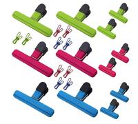 Chip Bag Clips Large Sturdy - 19 Pcs Extra Large Food Bag Clips, Plastic Heavy Duty Air Tight Seal Grip, Freezer Bag Clips for Food Storage, Assorted Colors for Snacks Cereals Coffee Potato Food Bags