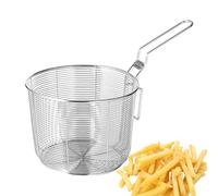 Chip Baskets for Serving Fries, Stainless Steel Frying Pan Deep Fryer Basket, Round Mesh Frying Basket for Straining French Fries and Various Foods, Silver