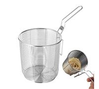 Chip Baskets for Serving Fries, Stainless Steel Frying Pan Deep Fryer Basket, Round Mesh Frying Basket for Straining French Fries and Various Foods, Silver