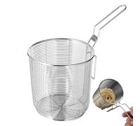 Chip Baskets for Serving Fries, Stainless Steel Frying Pan Deep Fryer Basket, Round Mesh Frying Basket for Straining French Fries and Various Foods, Silver