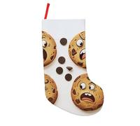 Chip Cookies with Different Expressions Printed Modern Patchwork Christmas Stocking ¨C 18in Washable Holiday Sock for Family, Kids & Home Decor