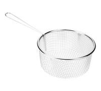Chip Frying Wire Basket Extra Deep Stainless Steel Safe & Durable Design, Fits Pans Perfectly, Ideal for French Fries, Straining & Deep Frying, Long Handle for Easy Use - Silver (8 Inchs)
