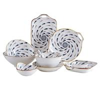 Chip Resistant Dinnerware Set, 21 PCS Japanese Hand Painted Underglaze Dinner Sets, White Cereal Bowl and Steak Plates Service for 4,White
