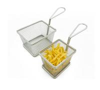 Chip Serving Frying Baskets Food Strainers Fried Basket Stainless Steel Square Household Kitchen Supplies French Fries Basket Fried Food Basket Crisper Basket (One Color Large)