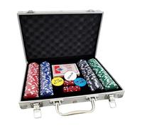 Chip Set - 200 Pieces Professional Games with Aluminium Case, Party Accessories without Denomination - for Gamer Enthusiasts Collectors Planif