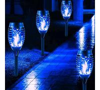 Solar Lights Outdoor Garden, 4 Pack Solar Flame Lights LED Warm Flickering Flames Waterproof Solar Torch Lights Garden Ornaments Landscape Lighting Auto On/Off for Pathway Yard Patio Decoration (Warm)