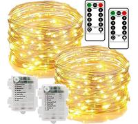 Chipark Fairy String Lights Battery, 120 LED 2 Pack 12m with Remote 8 Modes Waterproof Copper Wire Lights Decorative Lighting for Indoor/Outdoor Bedroom Photo Frame Garden Christmas (Warm White)