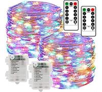 Chipark Fairy String Lights Battery Operated 2 Pack 12m 120 LED String Lights with Remote 8 Modes Waterproof Copper Wire Lights Decorative Lighting for Indoor Outdoor Bedroom Garden Xmas (Multicolor)