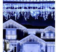 Chipark Icicle Lights Outdoor, 23ft/240 LED Plug in Outdoor Christmas Lights 8 Modes Waterproof Mains Powered Decorate Lighting for Indoor Party Bedroom Garden Yard Christmas Tree (Cool White)