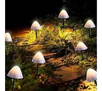 Chipark Solar Lights Outdoor Garden, LED Mushroom Shape Pathway Lights Solar Powered Fairy String Lights Outside Waterproof Landscape Stake Lights Decoration for Path Patio Yard