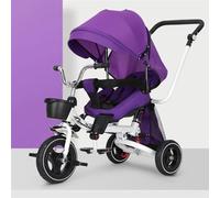 CHIPEL Kids Trike Bike Stroller- with Removable Push Handle Rotatable Seat-Folding Canopy-Storage Basket-Safety Harness-Wheels Brakes-1-6 Years Old Boy Girl Outdoor Toy Gifts(Purple)