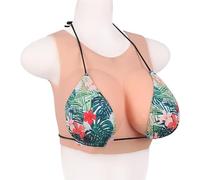 CHIPEL Silicone Breast for Swimsuit, High Elastic Cotton Filled, Hollow Round Neckline, Open Back is Not Stuffy, for Crossdressers, Transsexuals, Cosplay Lovers, Drag Queens(G Cup)