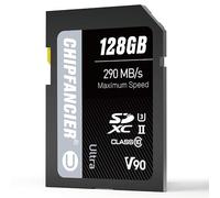 CHIPFANCIER 128GB V90 SD Card SDXC UHS-II V90 Memory Card R290MB/s W290MB/s C10 U3 V90 Full HD & 8K Video for Professional Photographers & Content Creators DSLR Mirrorless Cameras Black