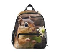 Chipmunk Animal Flower Backpack for Toddler Girls Boys, Mini Backpack, Chipmunk Animal Flower, M, Cool Soccer Print Backpacks