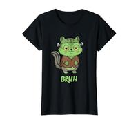 Chipmunk Frankenstein Bruh Halloween Value Graphic T-Shirt, Women, Black, S