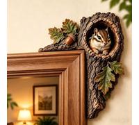 Chipmunk Tree Hollow Door Topper Squirrel Owl Wooden Frame Sign，Chipmunk | Funny Whimsical Animals Corner Ornament Woodland Art Decoration for Frame Doorway Shelves Window Wall