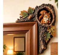 Chipmunk Tree Hollow Door Topper Squirrel Owl Wooden Frame Sign，Squirrel | Funny Whimsical Animals Corner Ornament Woodland Art Decoration for Frame Doorway Shelves Window Wall