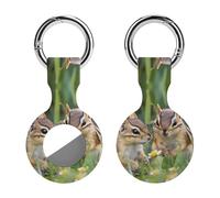 Chipmunks Cute Funny GPS Cases Holder with Key Chain Ring Protective Cover Compatible with Airtag 1PCS