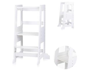 Chipolino Children's Learning Tower Standing Aid Wooden Step Stool Height Adjustable Colour: White
