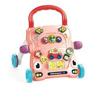 Chipolino FUNNY ANIMALS PINK Multifunctional Walker 6+ Months - Stimulates Gait, Balance and Coordination - Colorful Lights, Sounds and Toys - 2 x AAA Batteries (Not Included) - European Standard