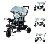 Chipolino Twin tricycle Hip Hop, two children, up to 40 kg, chairs 360° rotatable light blue