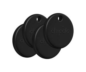 Chipolo POP Tracker Tag - Colorful, Compatible, Loud Bluetooth Tracker | With Call Your Phone & Out of Range Alerts, Works with Find Hub on Android or Apple Find My - 4 Pack (Black)