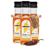 Chipotle Chilli Oil, 125ml - Hot Sauce with Spanish Extra Virgin Olive Oil & Mexican Chipotle Morita Chillies - No Additives Spicy Sauce for BBQ, Pasta, Pizza & More by The Chilli Oil Company - 3 Pack