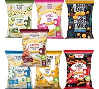 Chips Assorted Flavour Snack Pack 100g - Mixed Crisps Cheddar Cheese, Flaming Hot, Sour Cream & Onion, Jalapeno Lime, Maple Bacon, Prawn Cocktail (6 x Mixed)