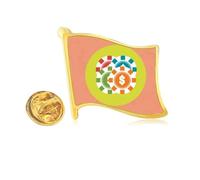 Chips Casino Cartoon Illustration Golden Metal Flag Lapel Pin Badge