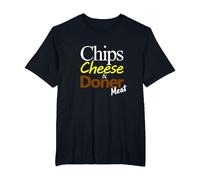 Chips Cheese and Doner Meat Food T-Shirt, Men's Big and Tall, Black, 2X Tall