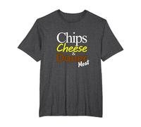 Chips Cheese and Doner Meat Food T-Shirt, Men's Big and Tall, Dark Heather Grey, 2X Tall
