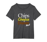 Chips Cheese and Doner Meat Food T-Shirt, Women's Plus, Dark Heather Grey, 2X