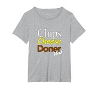 Chips Cheese and Doner Meat Food T-Shirt, Women's Plus, Heather Grey, 2X