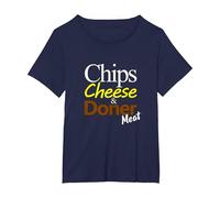 Chips Cheese and Doner Meat Food T-Shirt, Women's Plus, Navy Blue, 2X