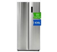 CHiQ JKR433WSSE 430L 84cm Wide Stainless Steel No Frost American Style Fridge Freezer - Side by Side, Dual Inverter Tech